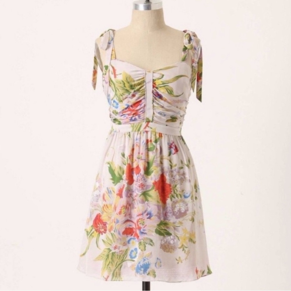 Anthro LEIFSDOTTIR Summer Twilight Floral Silk Dress
